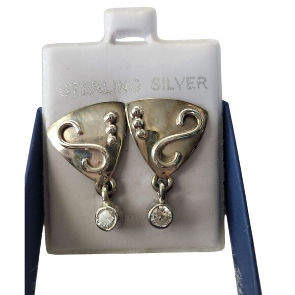 Earrings Lab Diamonds Post Silver Drop 4.8 gr Jerry & Fran Harr Handmade - Picture 8 of 8